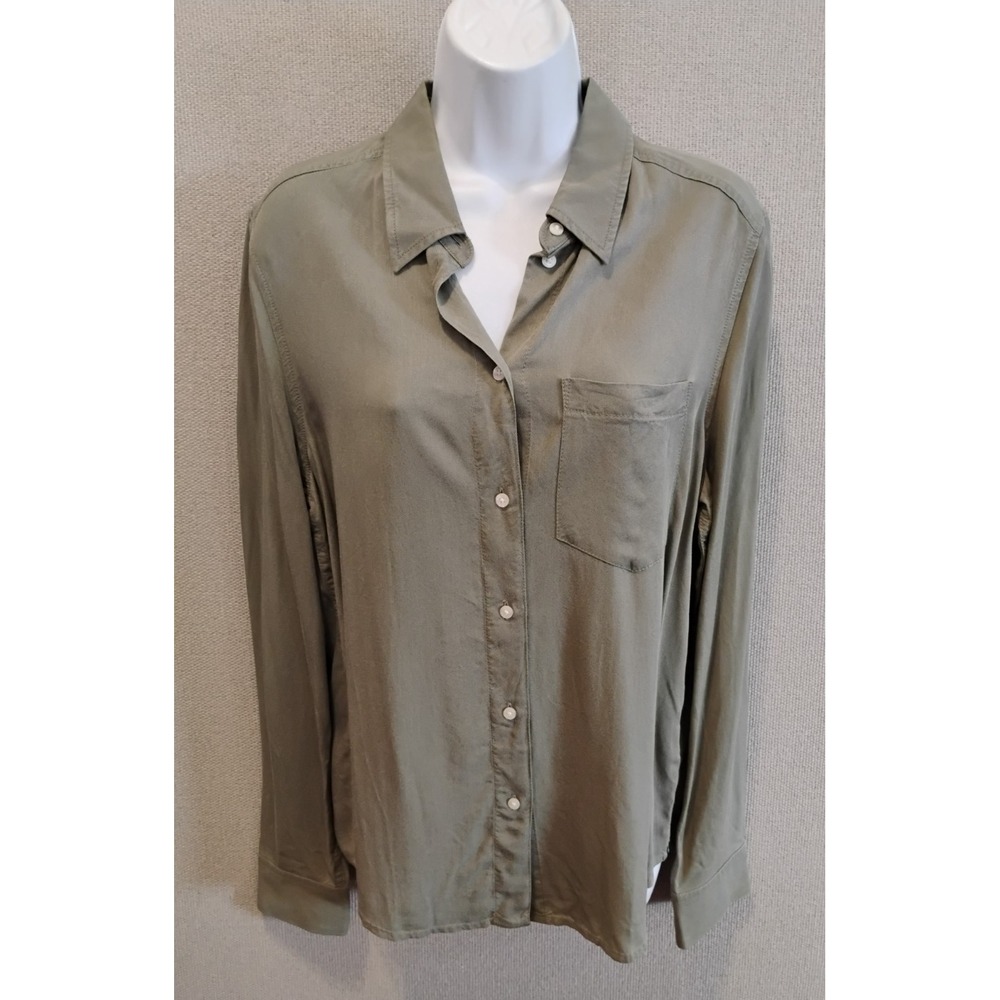 Calvin Klein Olive Green Button Up Viscose Shirt Size Medium NWT
